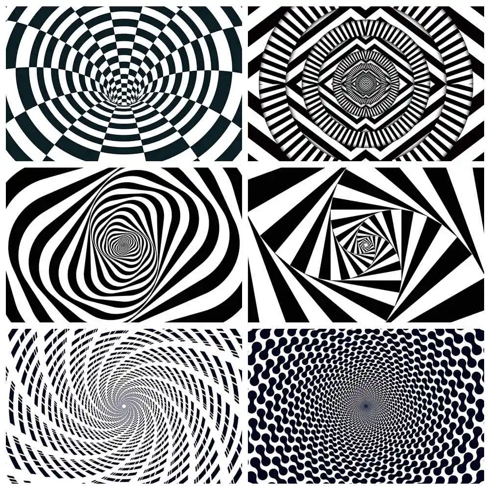 Moon.Qg 3D Black White Visual Illusion Wall Fondale Foto Geometrica Sonica Sfondo Segno Studio Photo Photography Puntelli