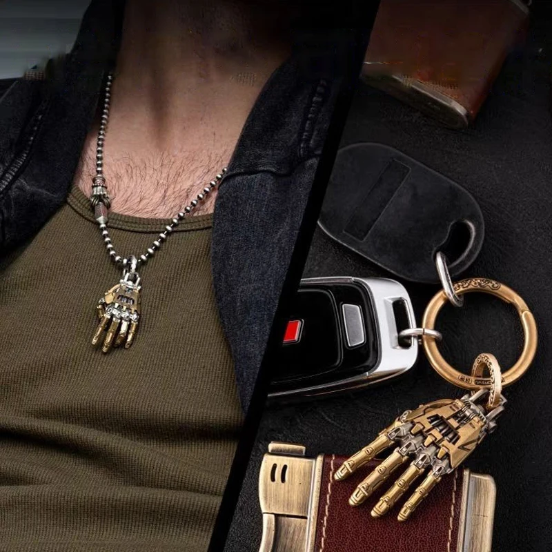 1pc Fashion Mechanical Bionic Hand Pendant With Chain For Men Women Creative Movable Finger Joints Robot Hand Necklace Jewelry