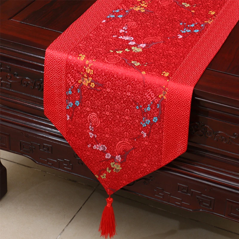 Chinês tradicional cetim corredor de mesa floral