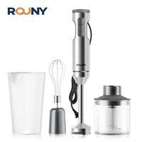 ROUNY 4-in-1 Hand Immersion Blender 1000W Powerful, Stainless Steel Stick Food Mixer,700ml Mixing Beaker,500ml Processor, Whisk