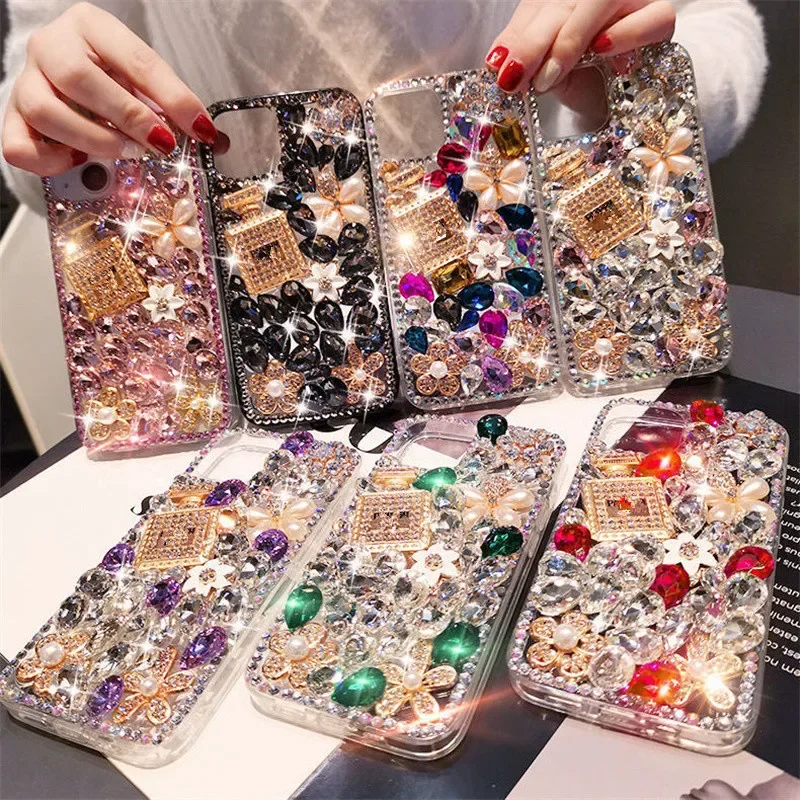 

Super Bling Crystal Diamond Case Cover For Xiaomi Redmi9A 9C Note8 9Pro Note10S Note11 Pro 12Pro Rhinestone Phone Case Capa