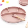 Portable Non-Slip Silicone Divided Plate BPA Free Dishes Toddler Eating Plate Lightweight Sturdy Feeding Plate Eating Training