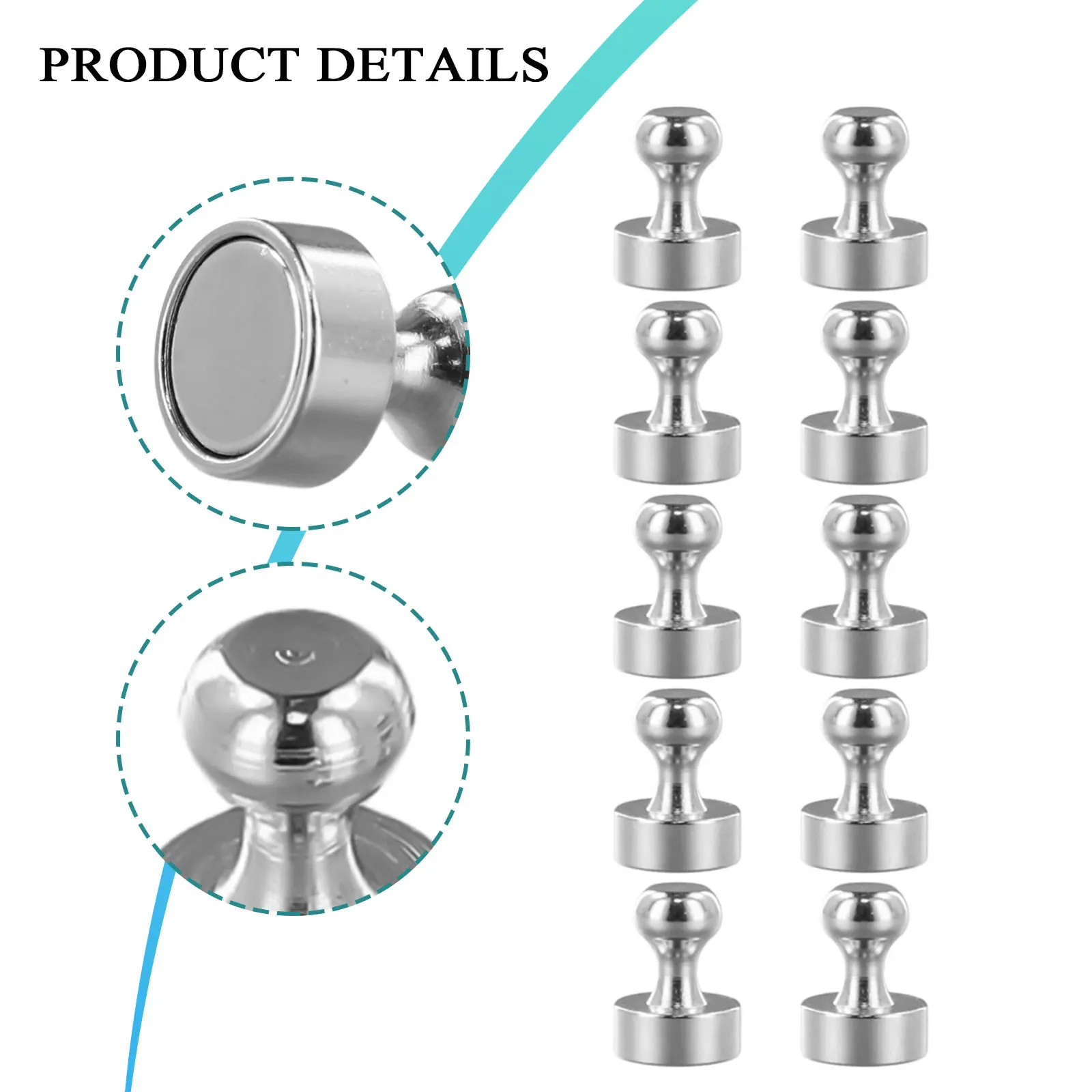 

For Board Cone Magnetic Pins Outdoor Home Industry 12mm X 16MM Neodymium Cone Neodymium Magnet Sliver Super Strong