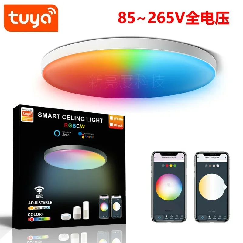 

Светодиодный потолочный светильник, умное освещение для потолка с Wi-Fi, RGB подсветка «сделай сам» для гостиной, спальни, с микрофоном, Google Home, 24 Вт