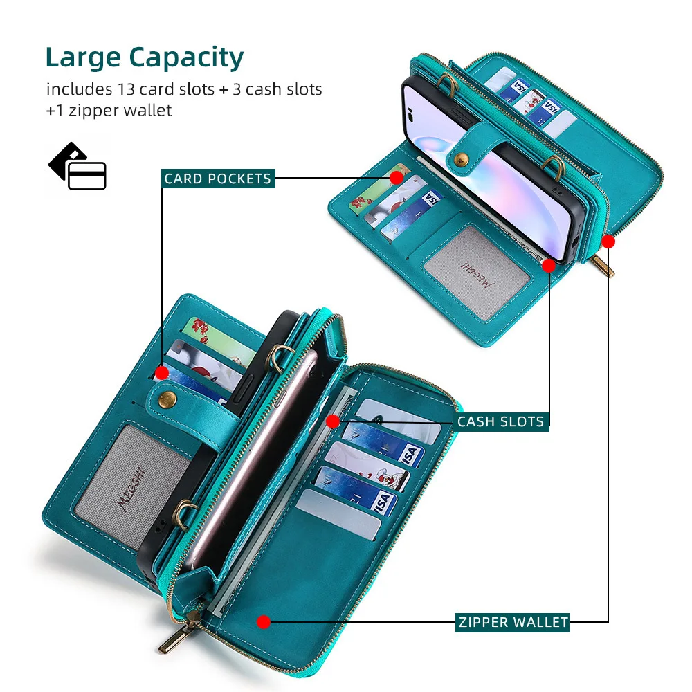 High Grade Luxury Card Slots Wallet Cases For Iphone 15 14 13 12 11 Pro Max Iphone14 Plus Case For Iphone 13 12 Mini Phone Bag