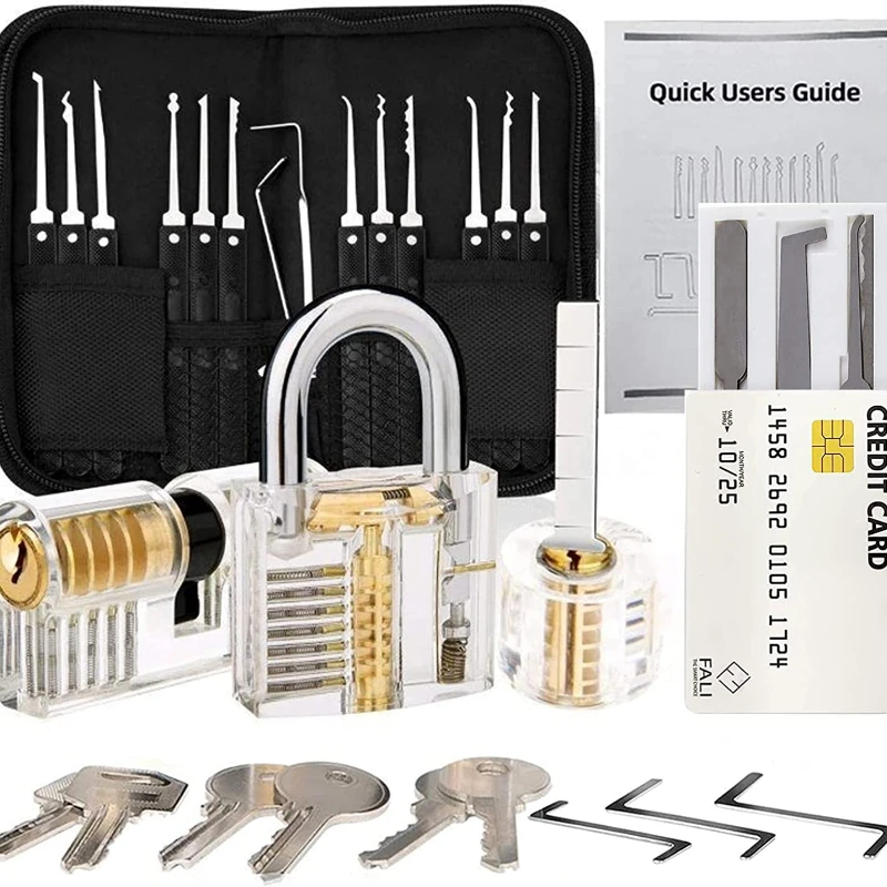 6.97€ 52% OFF|Przezroczysta kłódka treningowa z 5 22 częściowym zestawem narzędzi do blokowania, Premium narzędzia do ćwiczeń dla początkujących| | - AliExpress