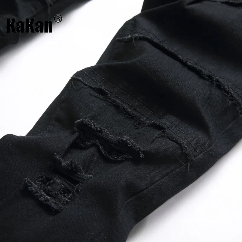 Kakan Europe and America's New Worn-out Jeans for Men, Trendy Casual Long Jeans with Small Legs K9-129-1