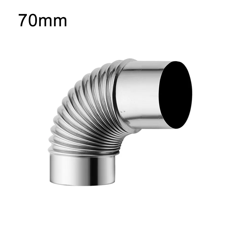 60/70/80mm 90 Degree Elbow Pipe Chimney Liner Bend Stainless Steel Multi Flue Stove Pipe Wood Stoves Fireplaces Chimney