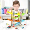 4/7 Track Wooden Ramp Racing Toddler Toy Car Set Montessori Educational Toy Game Mini Inertia Slide Roller Coaster Racing 2