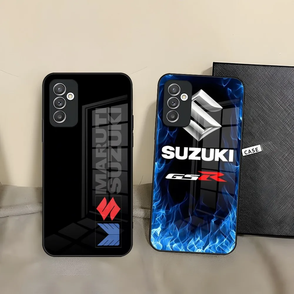

Чехол S-SUZUKIes для телефона с логотипом двигателя для Samsung A71 54 14 34 A20 A31 A52 A22 A21 A12 A51 A40 A32 A72 A30 A81, стеклянный дизайн