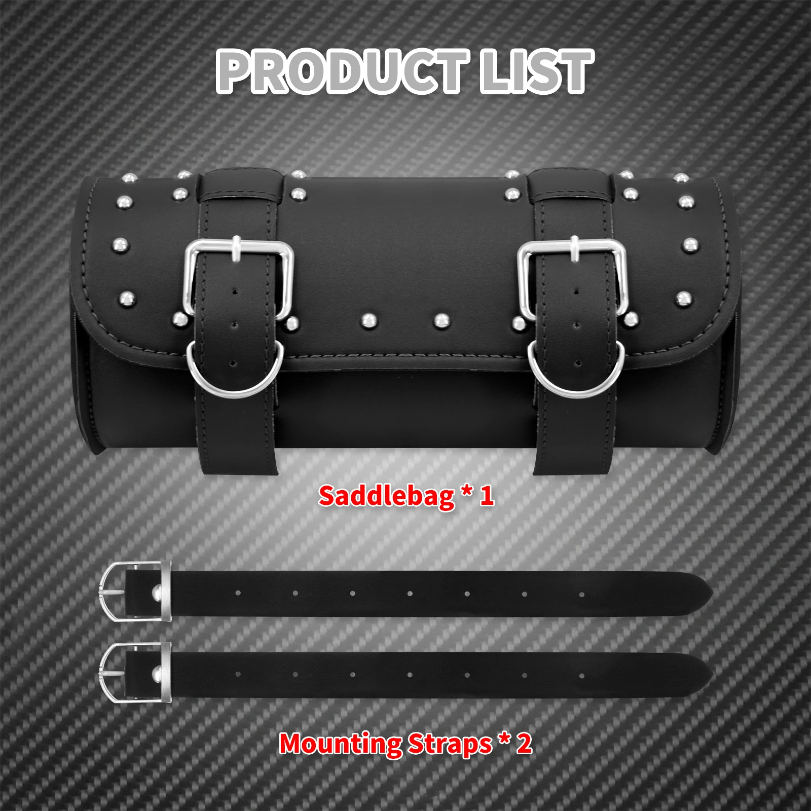 Leather Motorcycle Saddlebags with Front Tool Pouch - Side Storage Luggage Bags