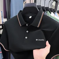 Polo d'été pour homme, nouveau modèle à col revers et manches courtes, design haut de gamme, imprimé lettres de marque, t-shirt décontracté et confortable 1