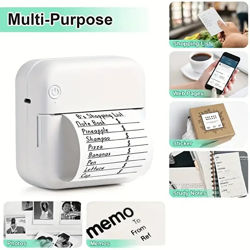 Description Picture 5 of itemPortable Mini Pocket Inkless Printer Wireless BT Thermal Printer For Photos Receipts Notes Memo Label For IOS Android Smartphone