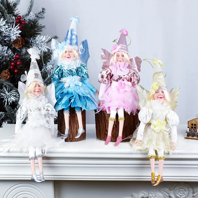 Cute Christmas Dolls Decoration Short Plush Printe Santa Claus