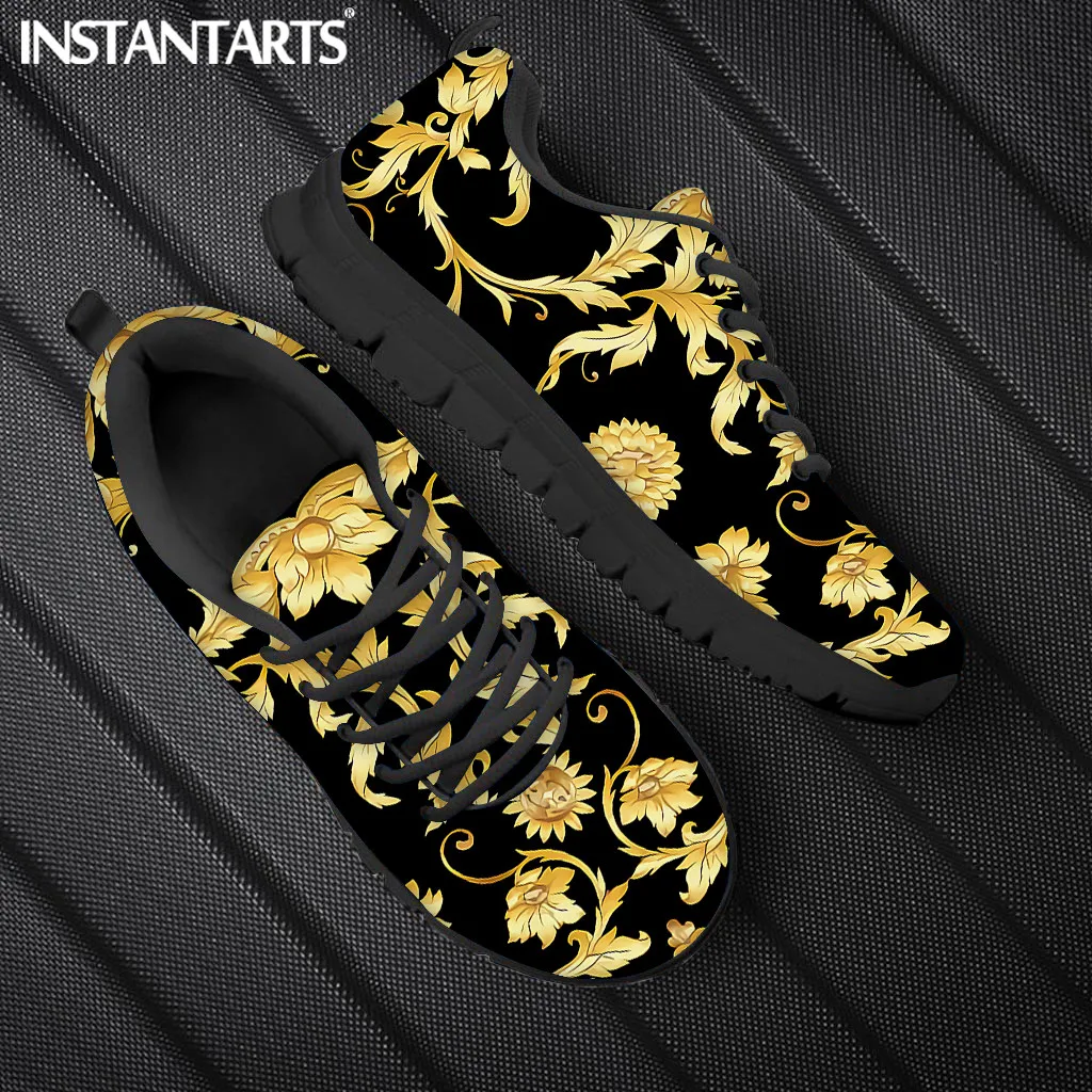 

INSTANTARTS Baroque Style Women Shoes Flats Luxury Designer Casual Sneakers for Couple Autumn Mesh Comfortable Ladies Footwear