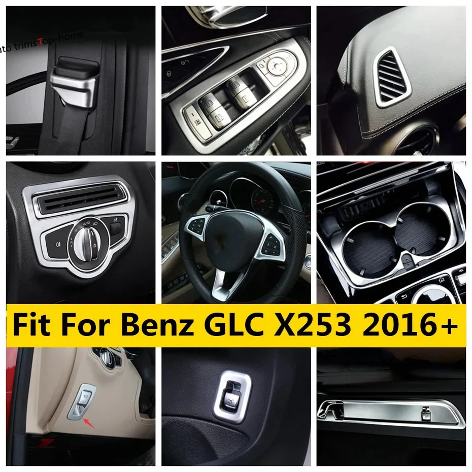 

Window Lift Button / Water Cup Holder / Steering Wheel / Head Lights Lamps Cover Trim Fit For Mercedes-Benz GLC X253 2016 - 2021