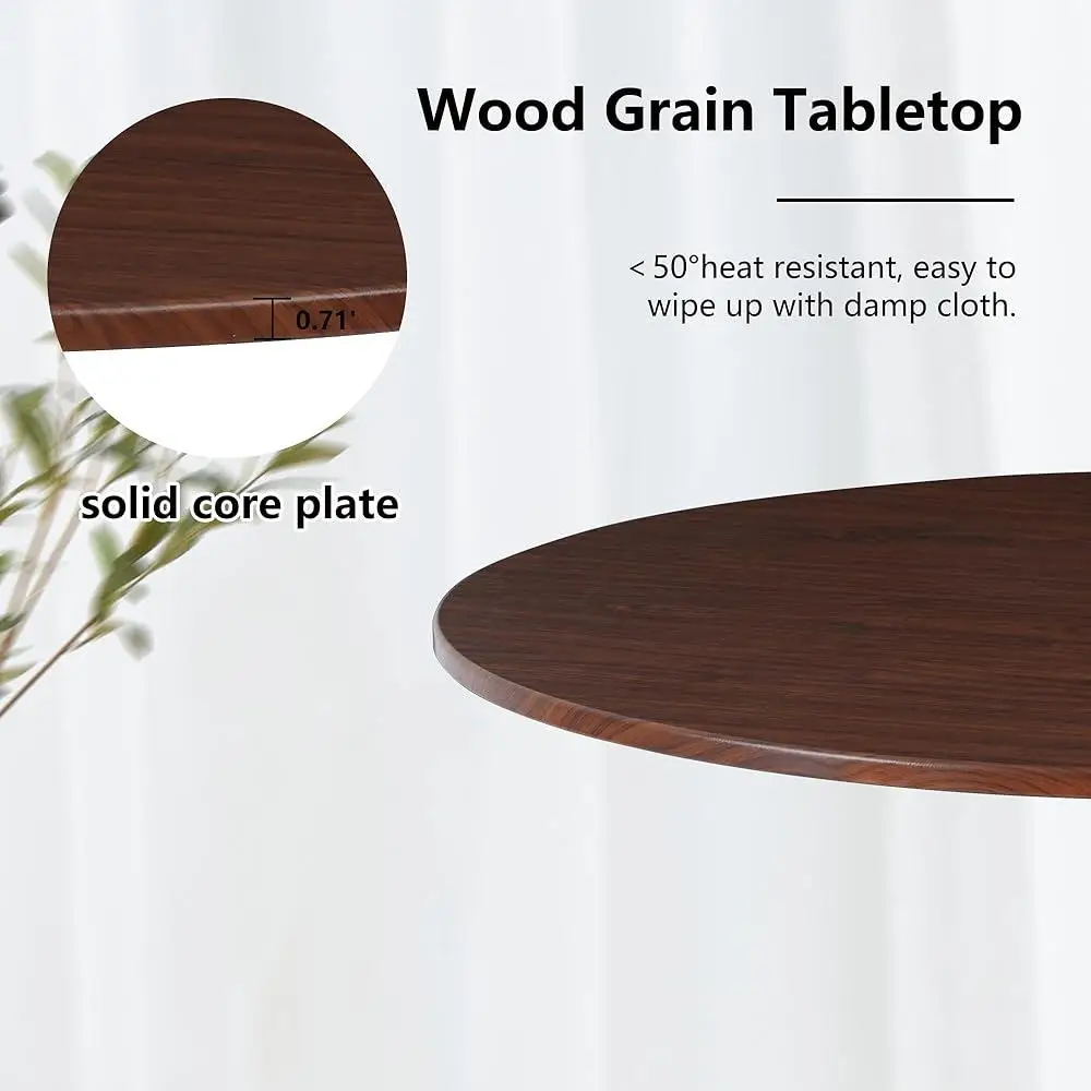 Walnut Round Dining Table 4-6 Modern Farmhouse Design Easy Care Sturdy Construction Ideal Small Spaces 4