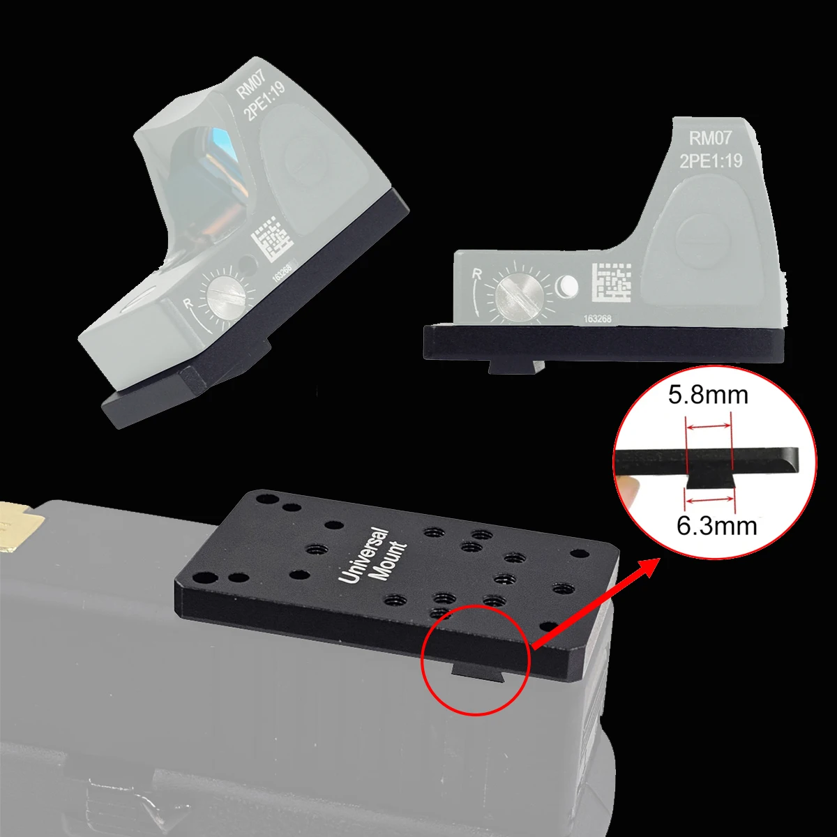 Universal Glock Mount Plate For Glock Rear Sight Scope Plate Mount Base Adapter Fit Tri RM VISM M1 M2 Red Dot Sight