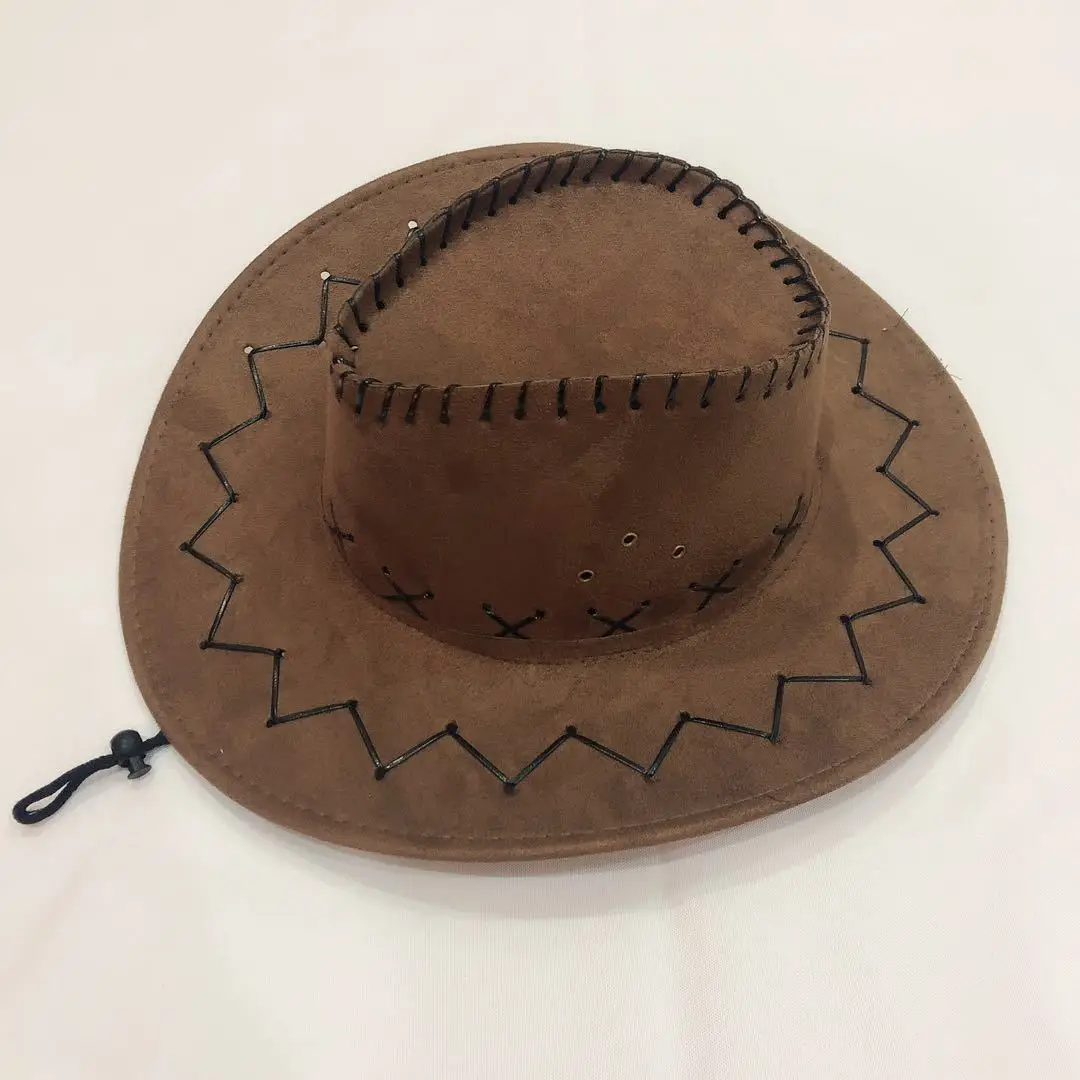 

New fashion suede western cowboy hat outdoor travel casual men's visor hat summer cool knight hat