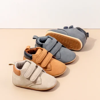 2025 Spring And Autumn Baby Boys First Walking Toddler Shoes With High Quality PU Leather And Soft TPR Sole For 0-18M Baby Shoes 1