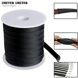 Durable Black Insulated Braid Sleeving - PET Wire Cable Protection Sleeve (25mm x3meters)