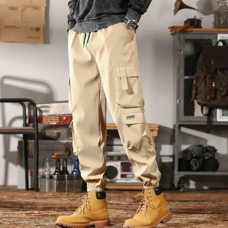 Pantalones negros de otoño para hombre, pantalones cargo para hombre, multibolsillos, ropa de trabajo de color caqui, multibolsillos, ropa holgada barata más barata Y2k