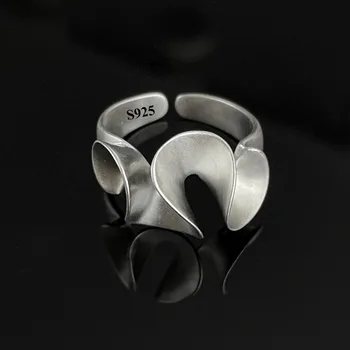 Anelli in argento sterling 925 per donna Anelli per dito irregolari in pizzo smerigliato opaco vintage Y2K Anello per coppia Gioielli di moda Hip Hop