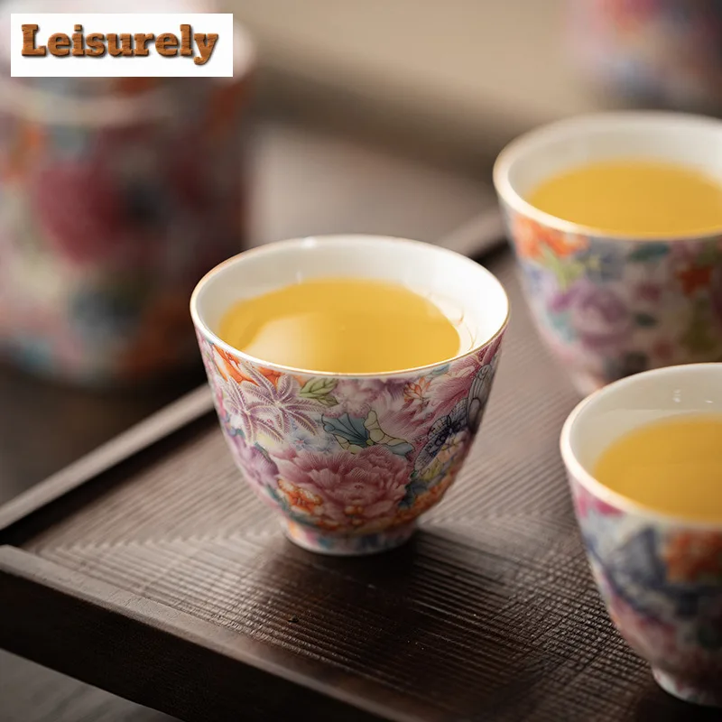 Colour Enamels Flower Tea Set Complete Set Creative Tea Ceremony Set Household Teapot And Tea Cup Set Teaware Accessories Gift