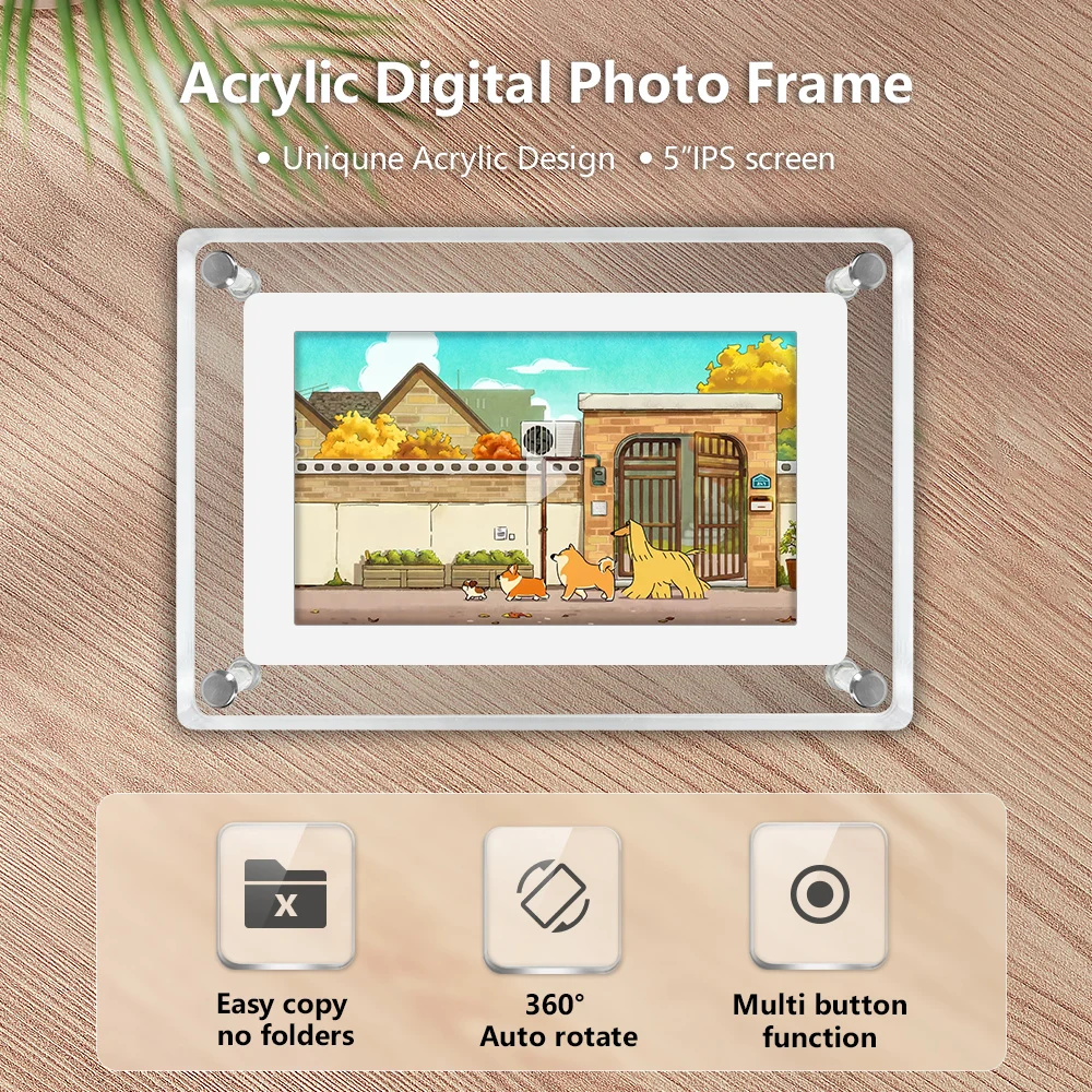 Acrylic Digital Picture Frame 5 Inch 4GB Memory 1200mAh Electronic Album