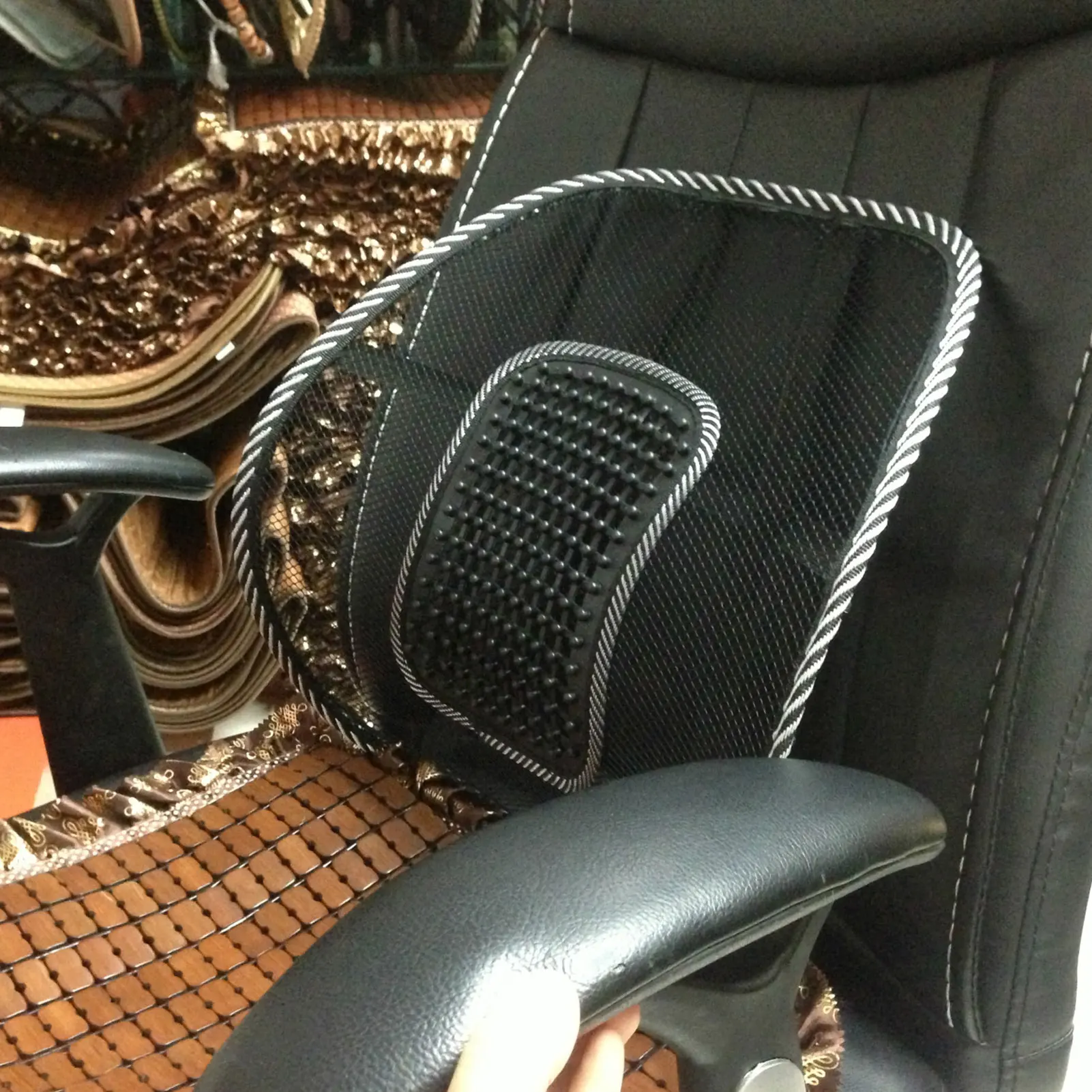 Car Seat Office Chair Massage Back Lumbar Support Mesh Wooden Bead