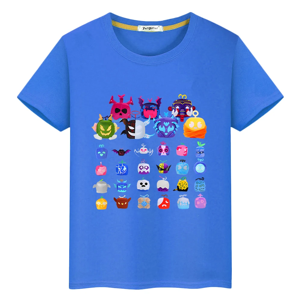 Blox Fruits New Game t shirt for kids boy 10years 100%Cotton Short Tops y2k one piece anime Tees pride tshirt kids clothes girls 4