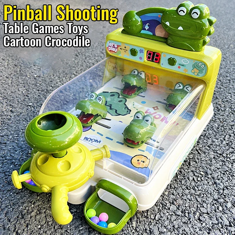 Cartoon Crocodile Table Games Toys Pinball Shooting Machine Score Shooting Target Children Desktop Games Toys with Lights Music
