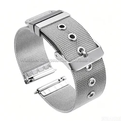 Elegant Milanese Mesh Loop Stainless Steel Watch Band - Quick Release Universal Bracelet - 22mm (Silver)