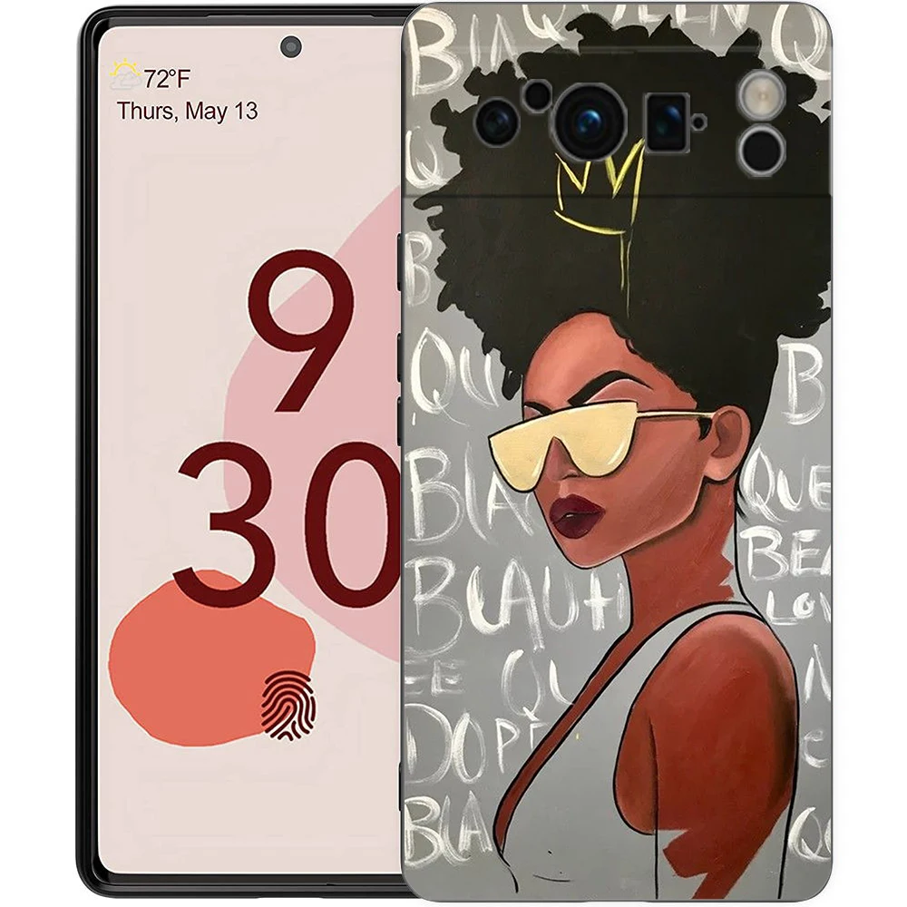 Chic Black Girl Art Phone Case - Shockproof Silicone Cover