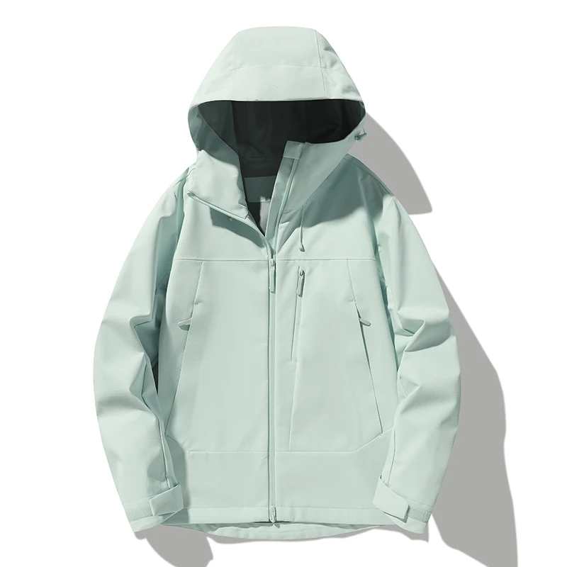 업그레이드된 새로운 원단의 방수 소프트쉘 재킷, 남녀 공용 스타일로 야외 캠핑 및 하이킹에 적합합니다.
