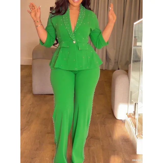 Kristy Luxury Beading Pant Set 1