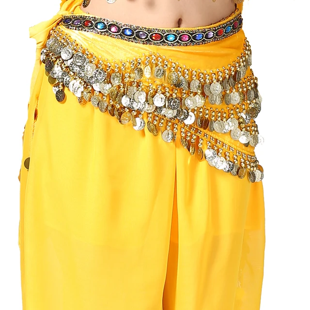 Tribal Fusion Belly Dance Shawl Black Hip Scarf Silver Coins Belly