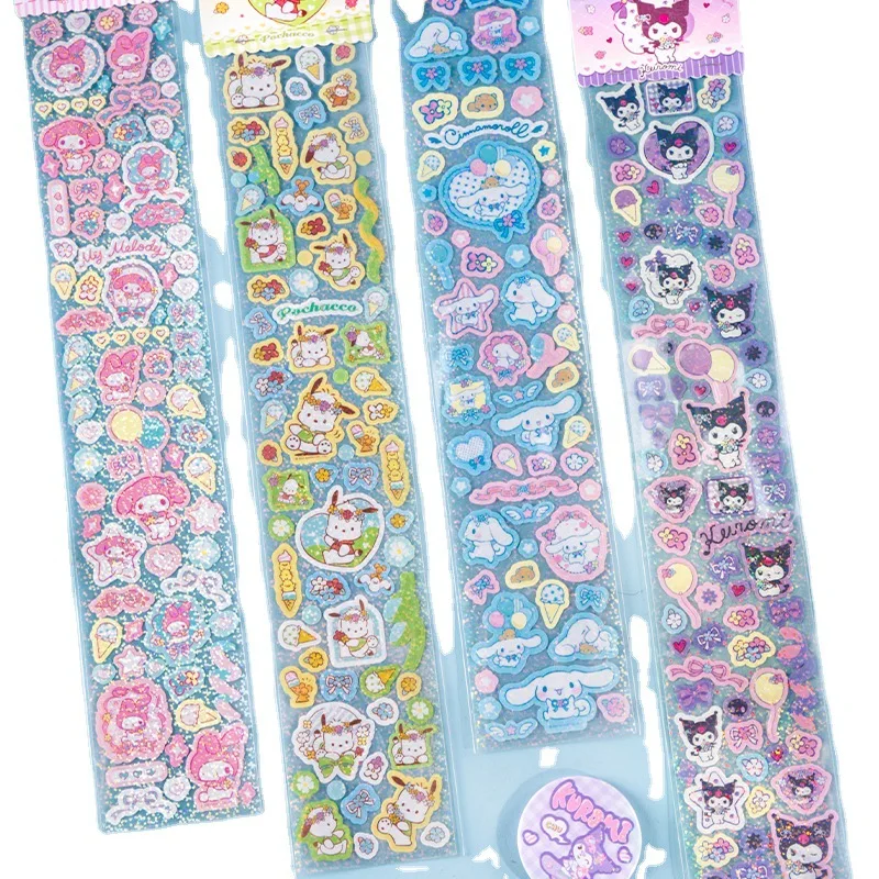 산리오 크리에이티브 쿠로미 멜로디 PET 스티커, 귀여운 일기 스크랩북 라벨 문구 스티커, 학용품 선물, 36 개/로트