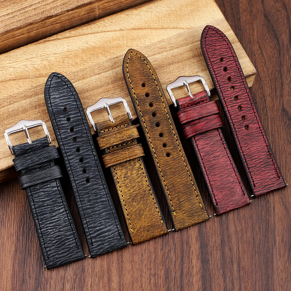 Handmade Vintage Multi-Color Watch Strap - 24mm Premium Leather Band