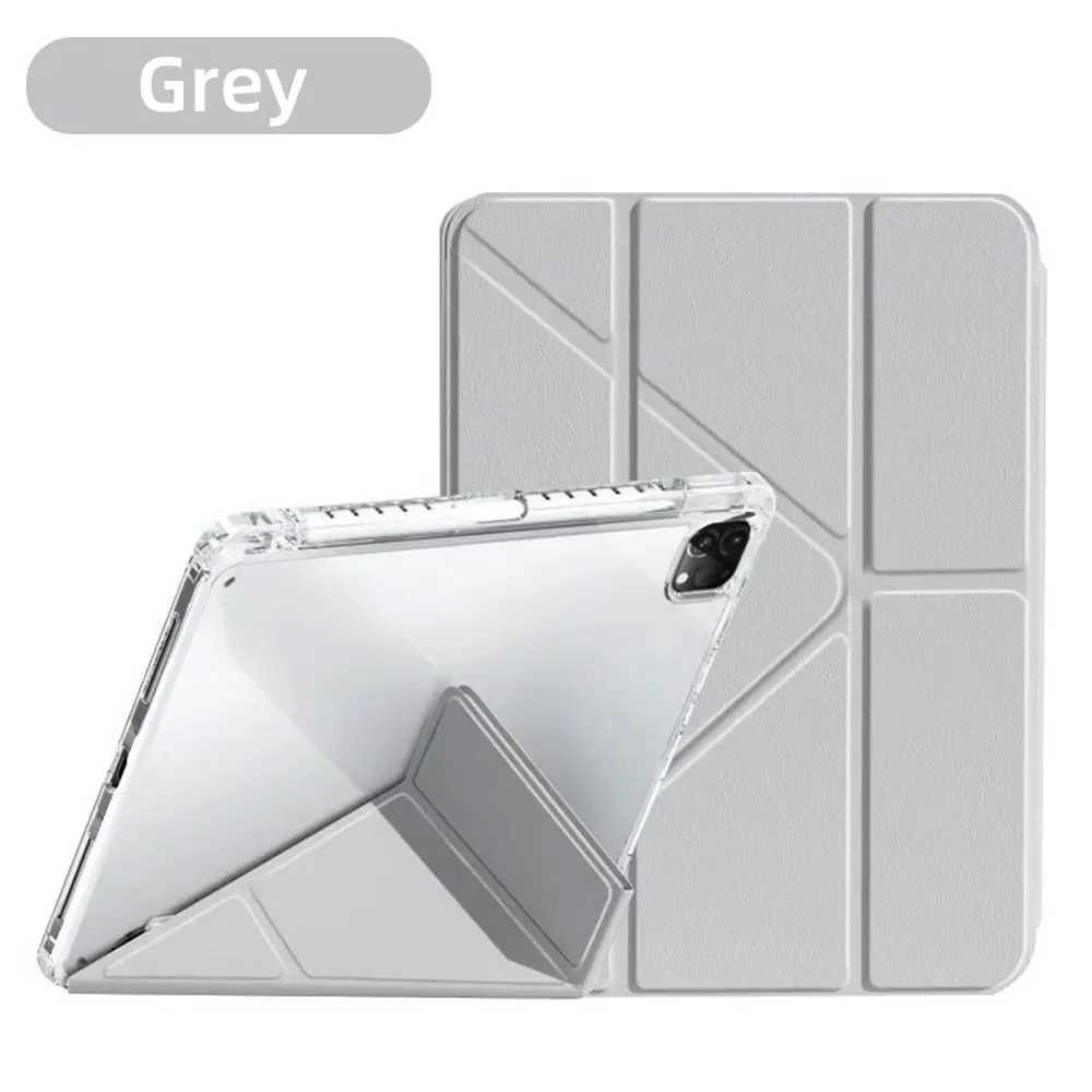 Sleek Tri-Fold Stand Clear Acrylic iPad Air Case with Pen Slot