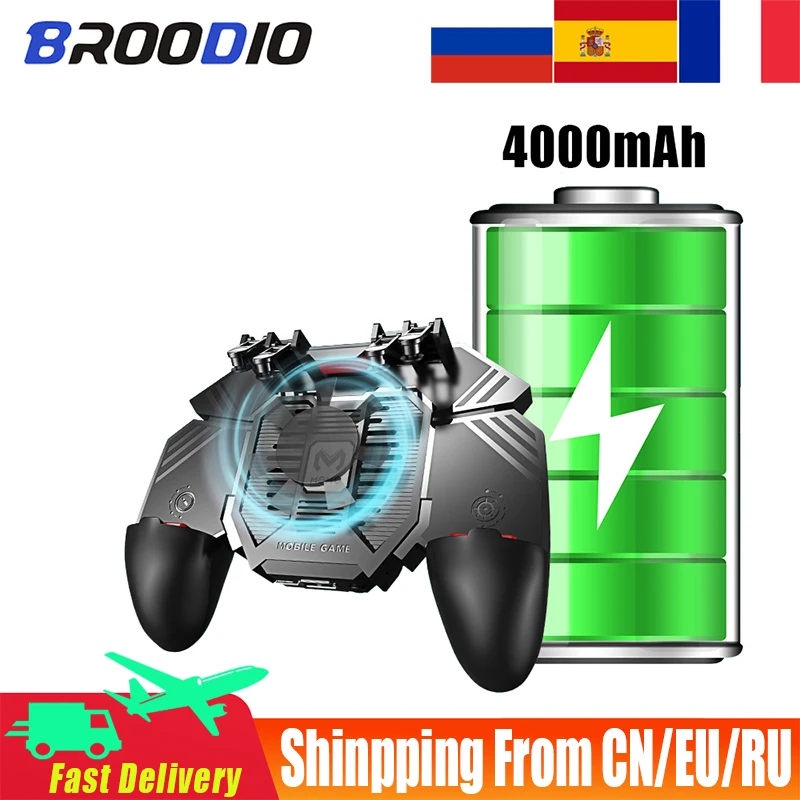 Six Finger For PUBG Game Controller Trigger Shooting Free Fire Cooling Fan Gamepad Joystick For IOS Android Mobile Phone Gamepad 