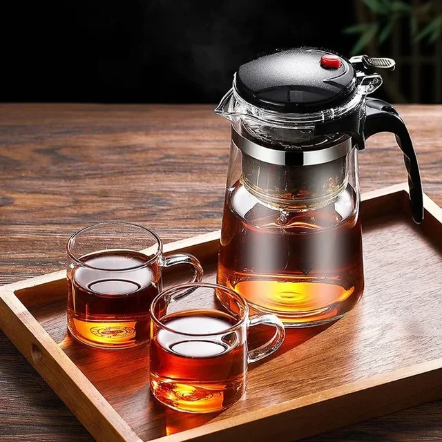 Teapot Thickened Glass Heated Resistant Flower Tea Kettle One-button Filtering Tea Separation Coffee Teapot Office Home Tools 4