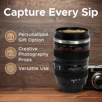 1pc SLR Lens Cup Camera Camera Lens Model Stainless Steel Casual Cup with Lid Coffee Mug White Black Coffee Mugs Creative Gift 3