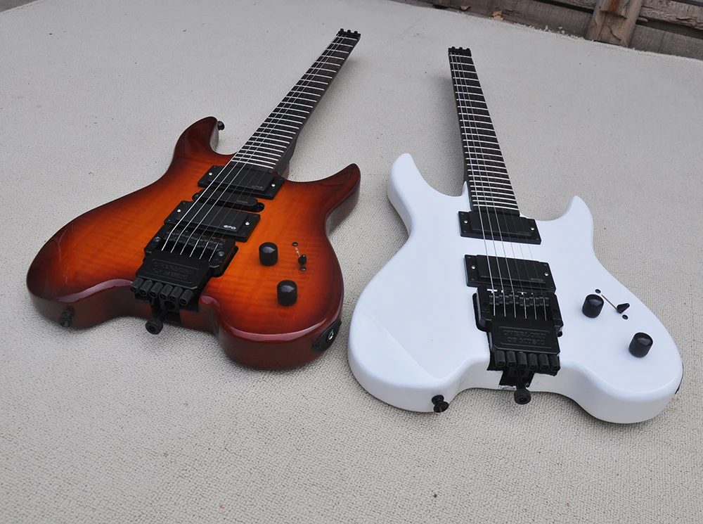 Two Colors 6 Strings Headless Electric Guitar with Tremolo Bar,24 Frets,Rosewood Fretboard