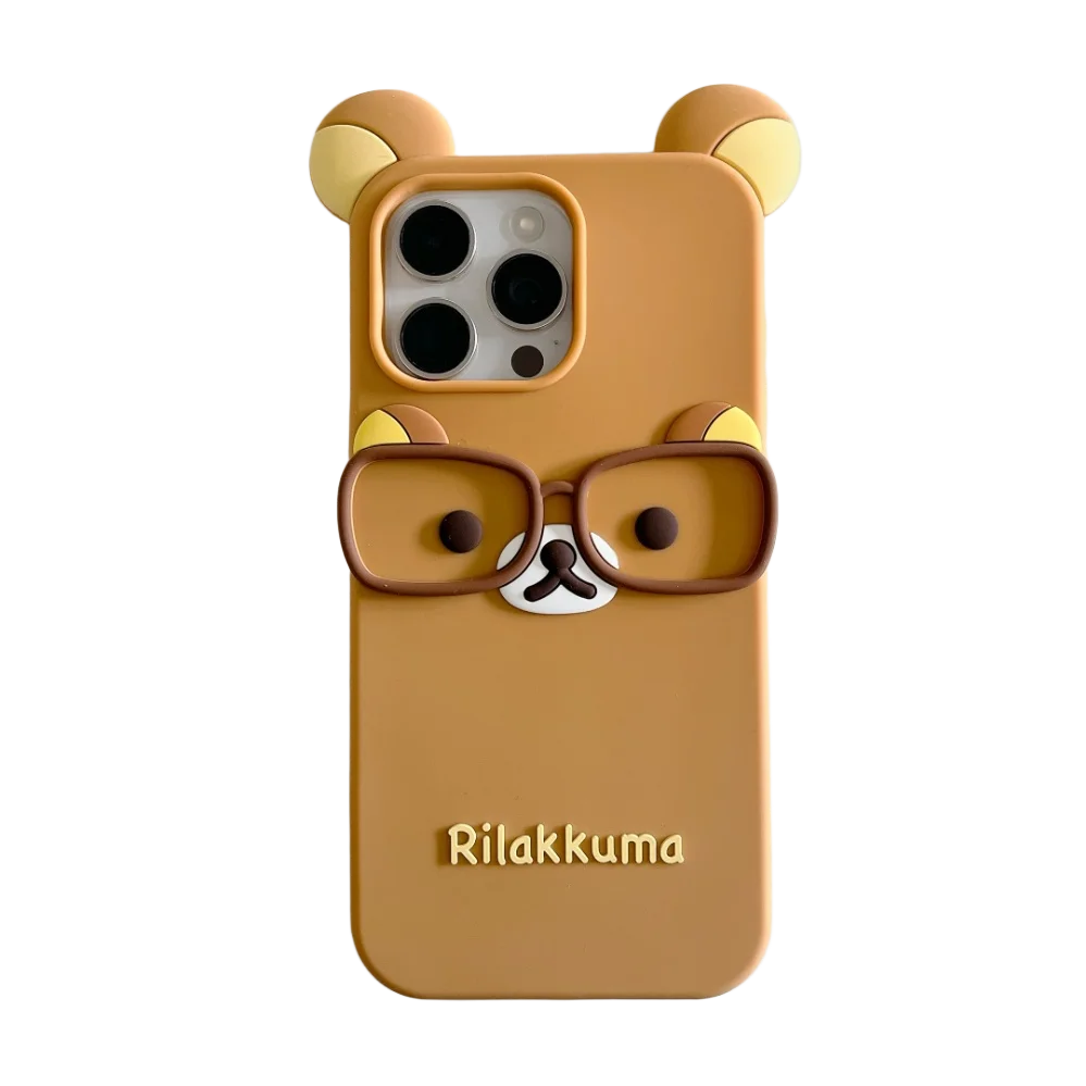 Rilakkuma Bear Silicone Soft Cover Case with Glass Accents