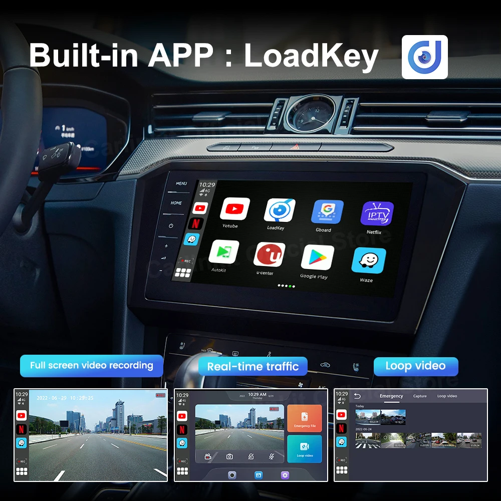 CarlinKit  ī÷  ķ TV ڽ,  ȵ̵ ڵ  ī÷ AI ڽ, 1080P GPS, 4G LTE,  8 ھ, 4G + 64G, 4 in 1