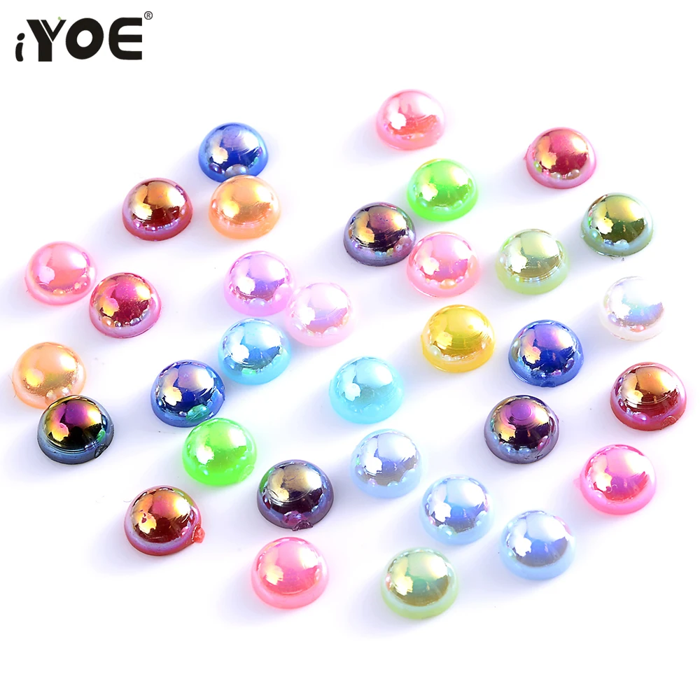 iYOE 1.5-10mm Half Round Shiny Acrylic Beads Imitation Pearl ABS Beads For Making Phone Case Nail Art Decor DIY Scrapbooking