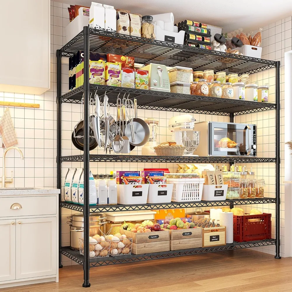 5 Tier Adjustable Wire Shelving Unit for Kitchen Pantry Office
