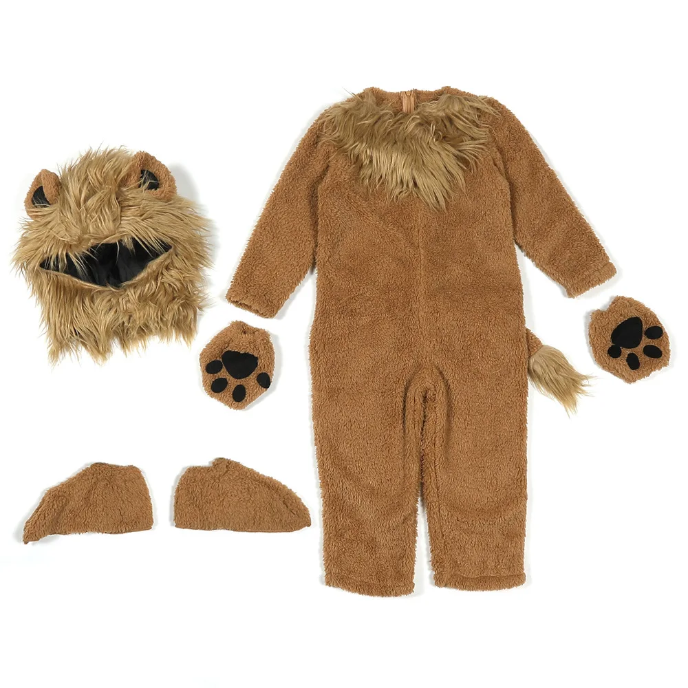 2-12Y Child Lion Costume Baby Kids Clohting Animal Carnival Halloween Fancy Jumpsuits Clothes Set