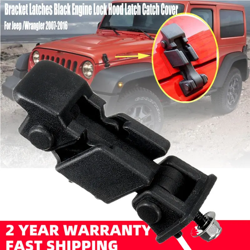 1Pc Bracket Latches Black Engine Lock Hood Latch Catch Cover 55395653AF For Jeep Wrangler 2007 2016